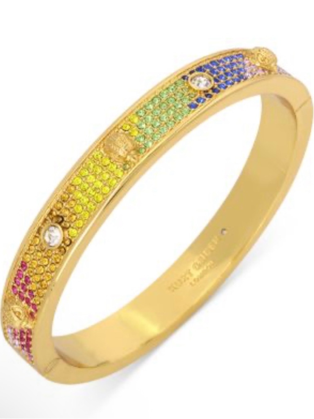 Kurt Geiger Gold-tone Signature Rainbow Crystal Pavé Bangle NWT - Picture 3 of 7